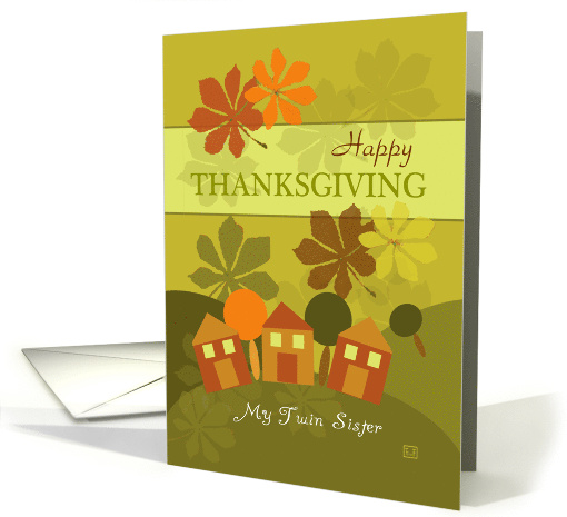 Happy Thanksgiving Twin Sister Folk Art Style card (871575)