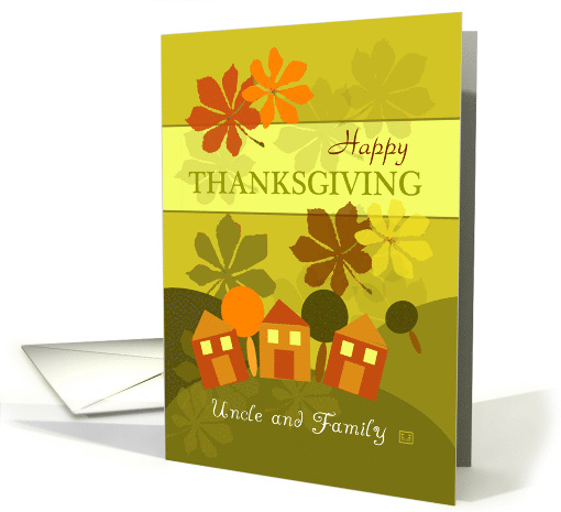 Happy Thanksgiving Uncle and Family Folk Art Style card (871576)