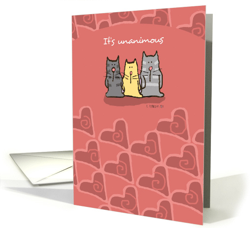 Valentine's Day Cute Cats on Pink with Hearts card (885023)