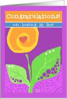 Congratulations Weight loss 10 lbs Sunny Yellow Flower on Lavender card