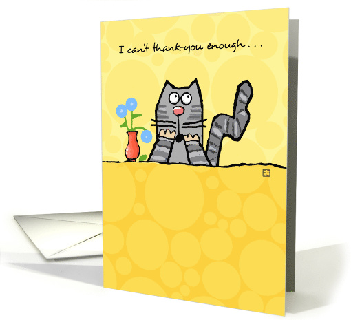 Can't Thank You Enough Cute Cat Sunny Yellow Background card (936270)