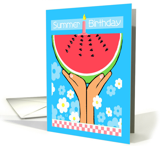 Summer Birthday, Happy Birthday, Watermelon and Flowers card (939326)