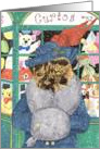 Molly & the Curiosity Shop (tortoiseshell cat dressed for Xmas shopping) card