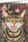 Remembering Samson (tabby cat with fuchsias) card