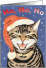 Ho, Ho, Ho (laughing tabby cat) card