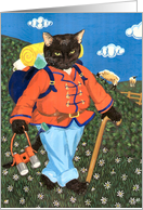 Rambling Freddie (hiking cat) card