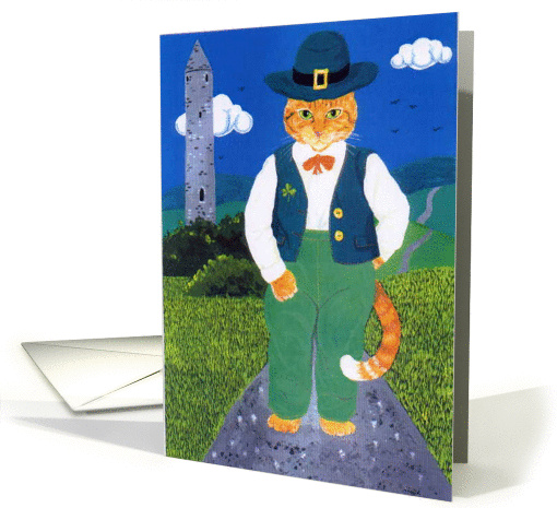 Leprechaun Cat, St Patrick's Day card (43677)