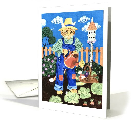 Grandpa Henry's Allotment (gardening cat) card (475432)