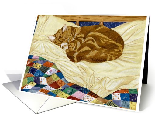 Sleeping Cat, Henry and the Patchwork Quilt card (640493)