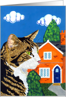 Moving On (Tabby Cat and new home) card