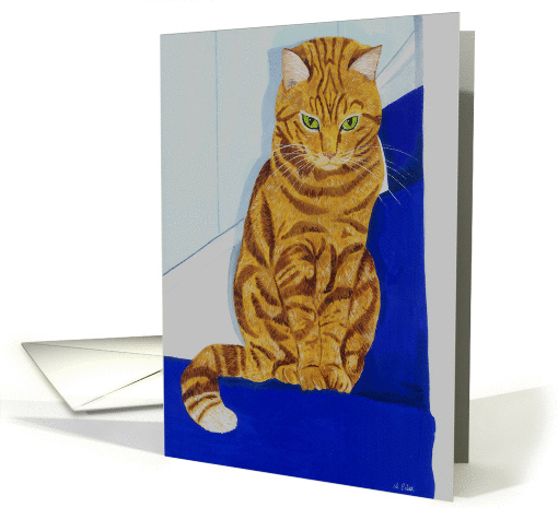 Watchful (ginger cat on the stair) card (842805)