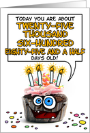 Happy Birthday 70 Years Old Crazy Cupcake Funny Days Old Math card