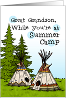 Great Grandson - Thinking of you at summer camp - teepees card