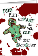 for Step Sister - Undead Gingerbread Man - Zombie Christmas card