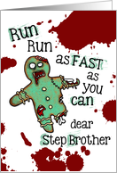 for Step Brother - Undead Gingerbread Man - Zombie Christmas card