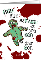 for Son - Undead Gingerbread Man - Zombie Christmas card