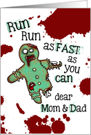 for Mom & Dad - Undead Gingerbread Man - Zombie Christmas card