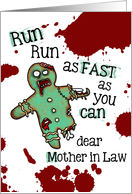 for Mother in Law - Undead Gingerbread Man - Zombie Christmas card