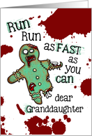 for Granddaughter - Undead Gingerbread Man - Zombie Christmas card