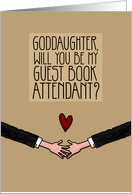 Goddaughter - Will you be my Guest Book Attendant? - Gay card