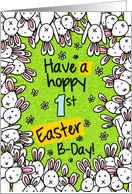 Hoppy Easter Birthday Bunnies - 1 year old card