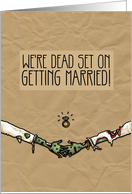 Lesbian Zombie themed Engagement Announcement card