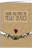 Lesbian Zombie themed Wedding Gift Thank You card