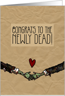 Gay Zombie themed Wedding Congratulations card