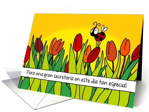 Feliz Da de la Secretaria - tulipn y mariquita card (1077742)