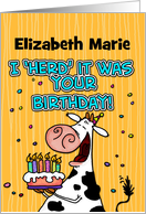 BD Cow birthday - customize for any name card