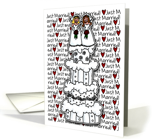 Lesbian Wedding Announcement - Just Married - wedding cake card