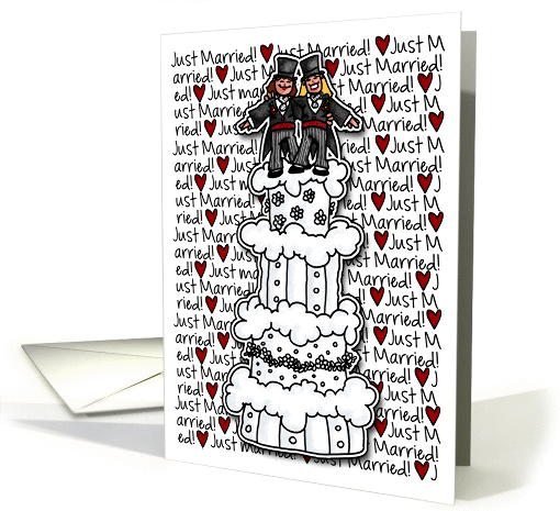 Lesbian Wedding Announcement - Just Married - wedding cake card