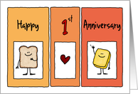 Happy 1st Anniversary - Butter Half card