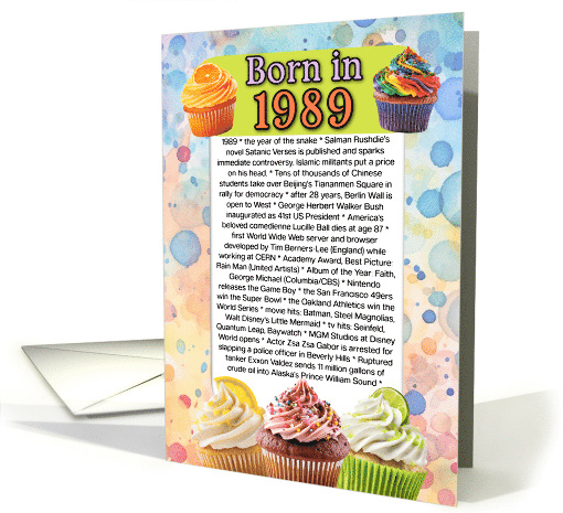 Born in 1989 What Happened in Your Birth Year card (122633)