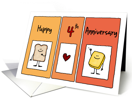 Happy 4th Anniversary - Butter Half card (1226640)