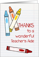 Thanks to a Wonderful Teacher’s Aide card