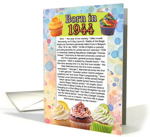 Born in 1944 What Happened in Your Birth Year card (125049)