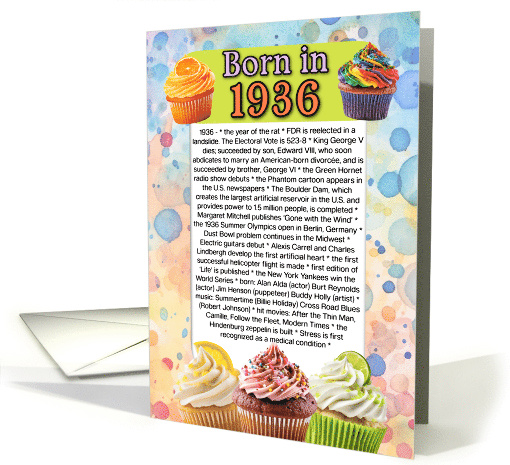 Born in 1936 What Happened in Your Birth Year card (125789)