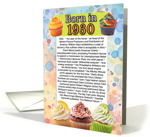 Born in 1930 What Happened in Your Birth Year card (126291)