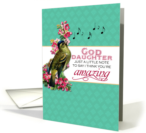 Goddaughter - Singing Bird With Pink Flowers Note for... (1272240)
