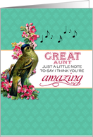 Great Aunt - Singing Bird With Pink Flowers Note for Mother’s Day card