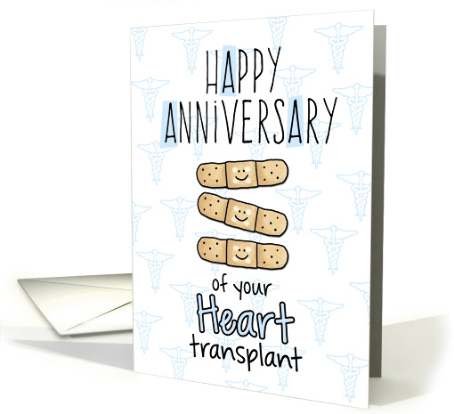 Cute Bandages - Happy Anniversary - Heart Transplant card (1293936)