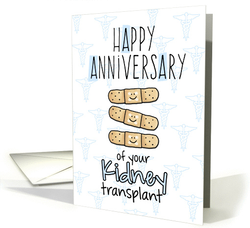 Cute Bandages - Happy Anniversary - Kidney Transplant card (1293944)