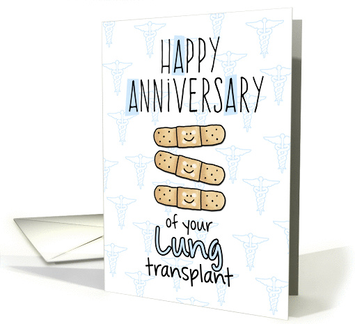 Cute Bandages - Happy Anniversary - Lung Transplant card (1293948)