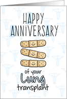 Cute Bandages - Happy Anniversary - Lung Transplant card