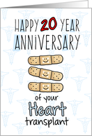Cute Bandages - Happy 20 year Anniversary - Heart Transplant card