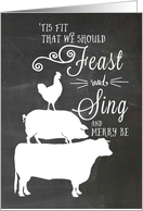 Feast and Sing and Merry Be - Christmas for Meat Lover card