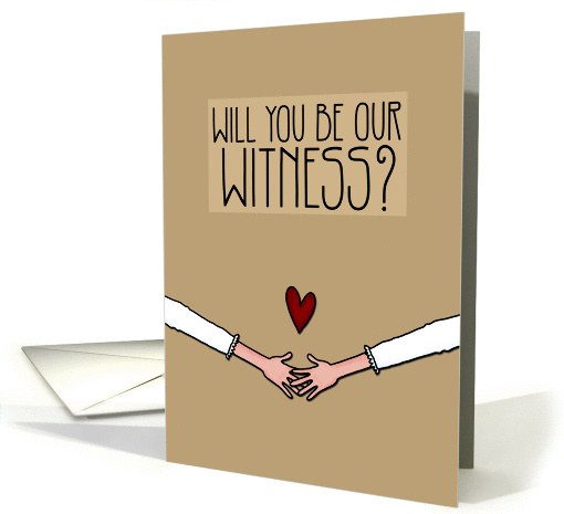 2 Brides Holding Hands - Will You Be Our Witness Invitation card