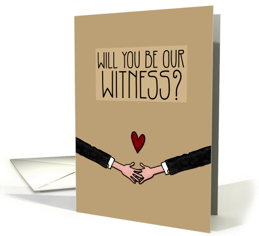 2 Grooms Holding Hands - Will You Be Our Witness Invitation card