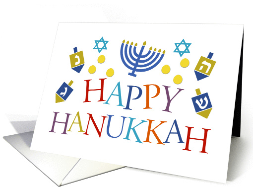 Menorah and Dreidels - Happy Hanukkah card (1326164)
